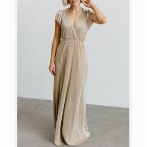 NWT Baltic Born Athena Ribbed Maxi Dress Women's Gold Size Small